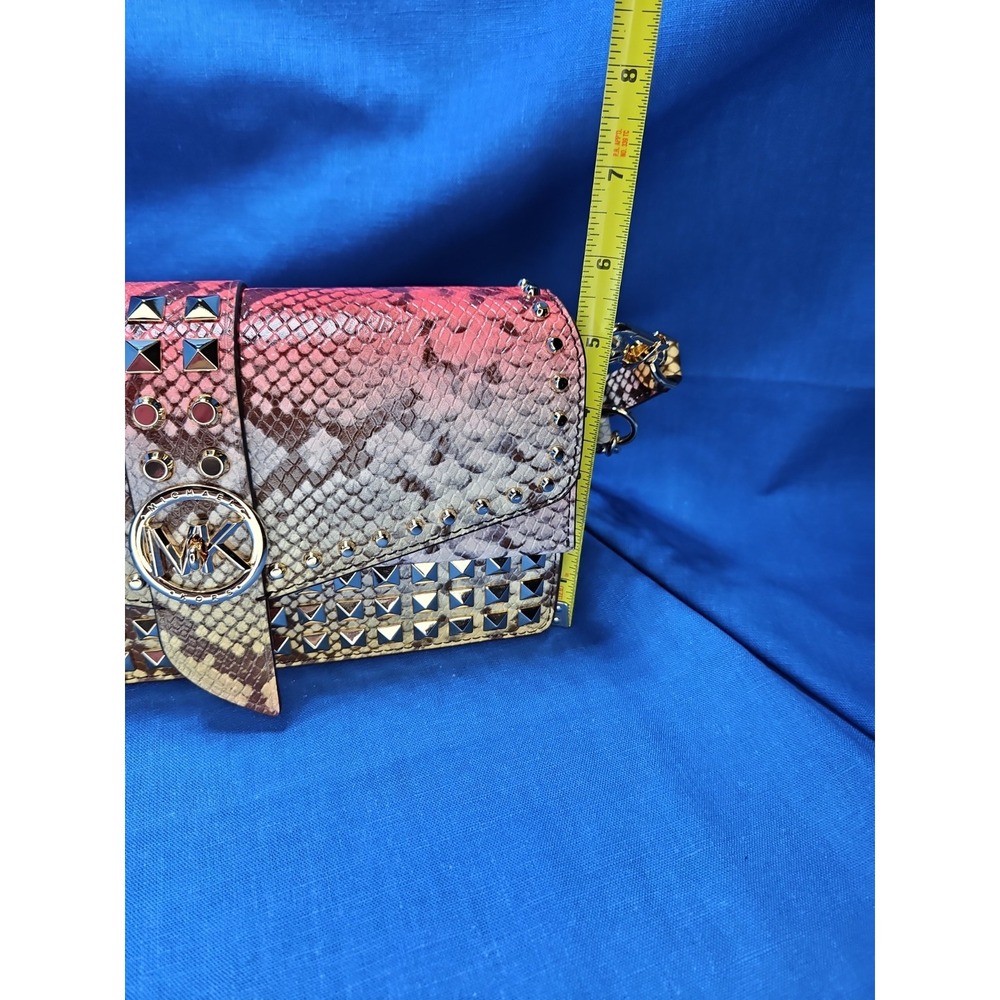 Michael Kors Greenwich Dahlia Studded Snakeskin Purse Ombre Convertible Leather - Picture 16 of 16